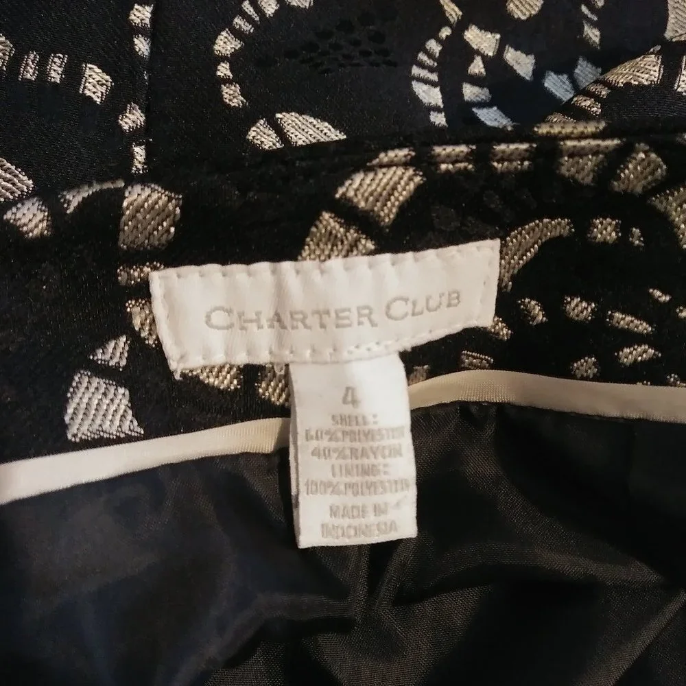 Charter Club Black‎ & Gold Print Pencil Skirt 4